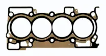 MONTTRON gasket: a multi-layer steel cylinder head gasket for a four-cylinder engine, with the four bore openings and the coolant and oil passages