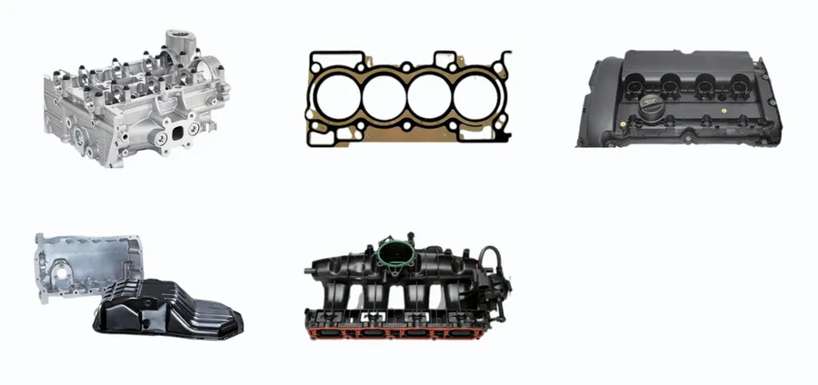 MONTTRON cylinder head and sealing parts: a cylinder head, a multi-layer head gasket, a valve cover, an oil pan and an intake manifold