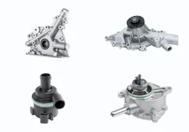 MONTTRON engine pumps: an oil pump, a mechanical water pump, an additional electric water pump and a camshaft-driven vacuum pump