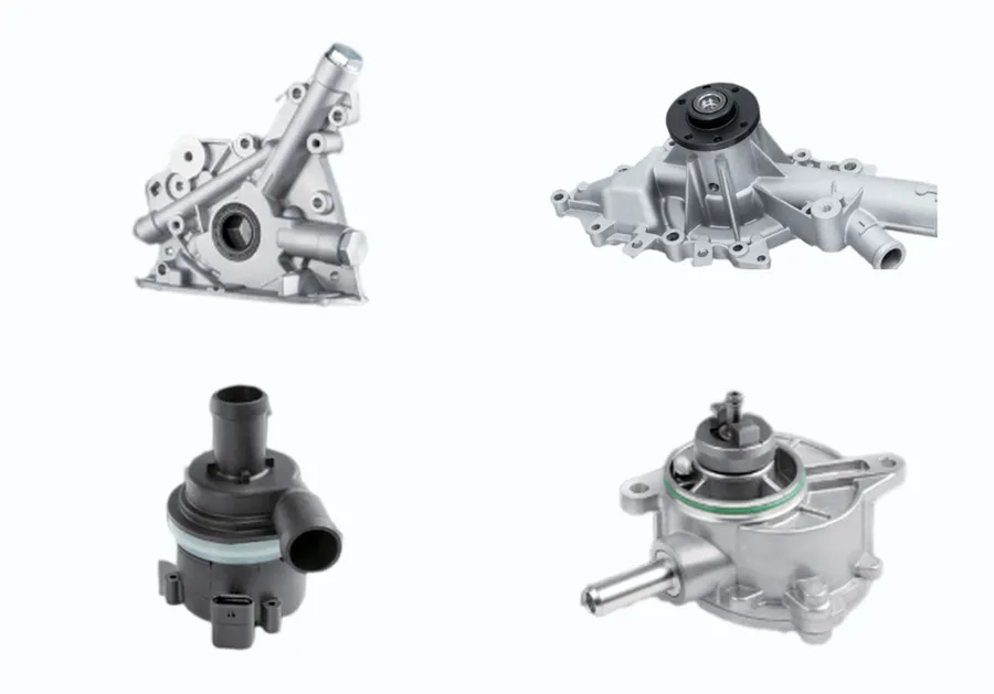MONTTRON engine pumps: an oil pump, a mechanical water pump, an additional electric water pump and a camshaft-driven vacuum pump